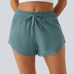 NWT Halara Drawstring Mesh 2-in-1 flowy running Shorts, mid rise, 3”